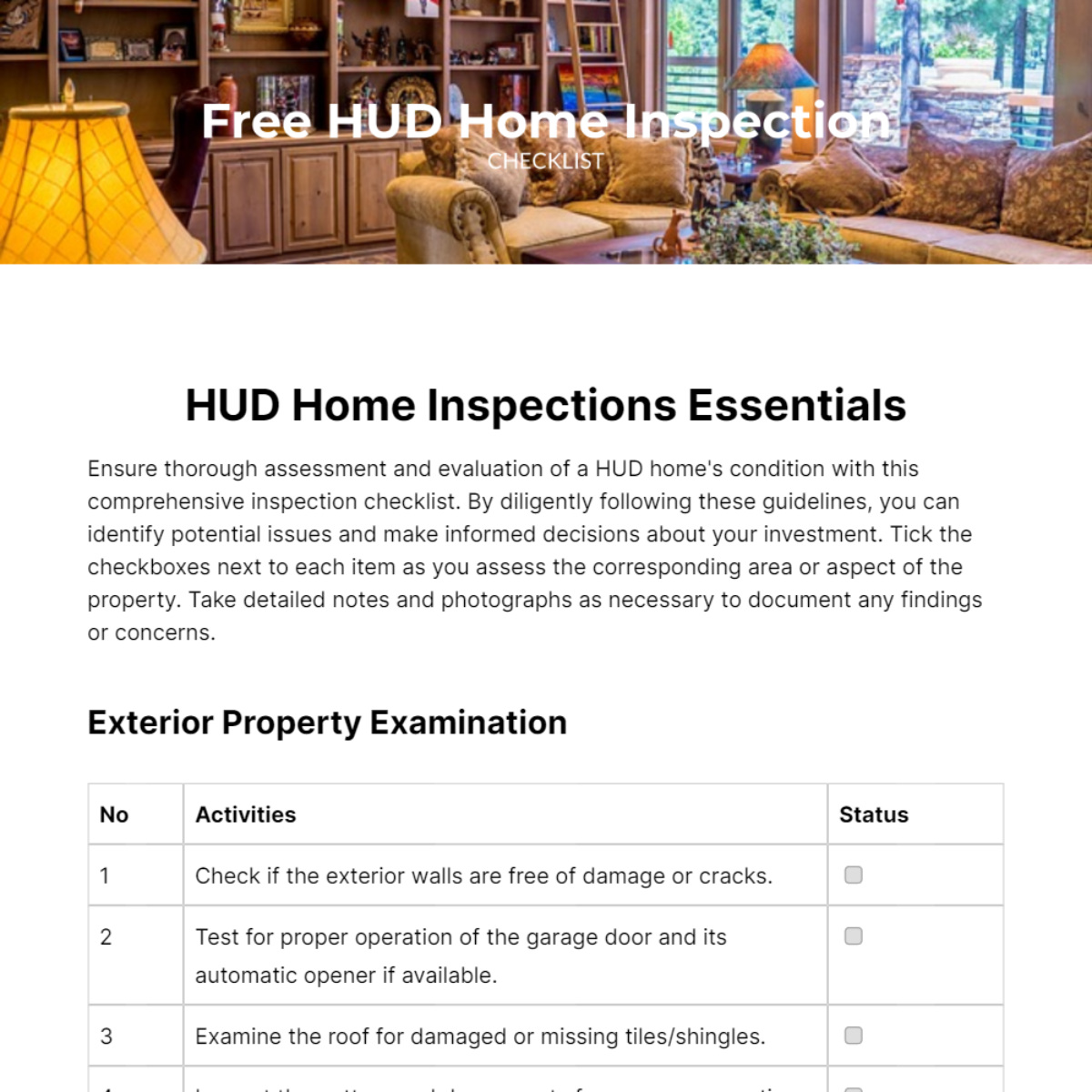 HUD Home Inspection Checklist Template