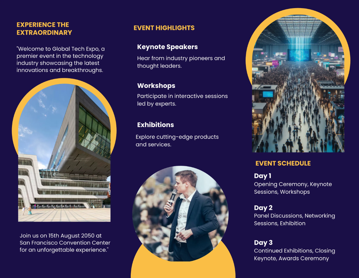 Free Event Showcase Brochure Template to Edit Online