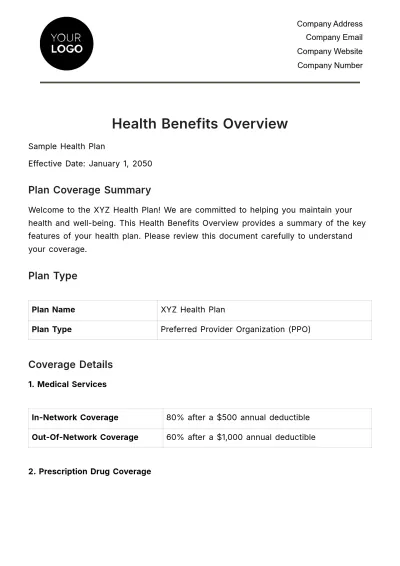 Free Health Benefits Overview HR Template to Edit Online