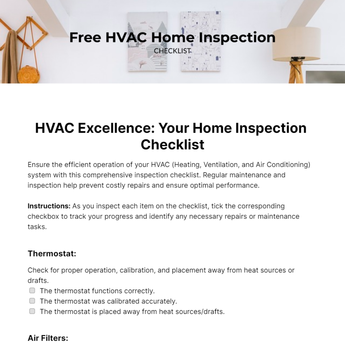HVAC Home Inspection Checklist Template