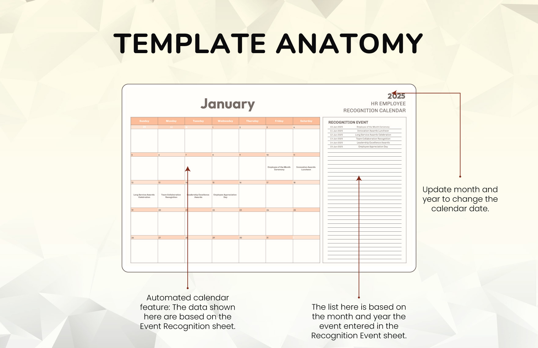 HR Employee Recognition Calendar Template