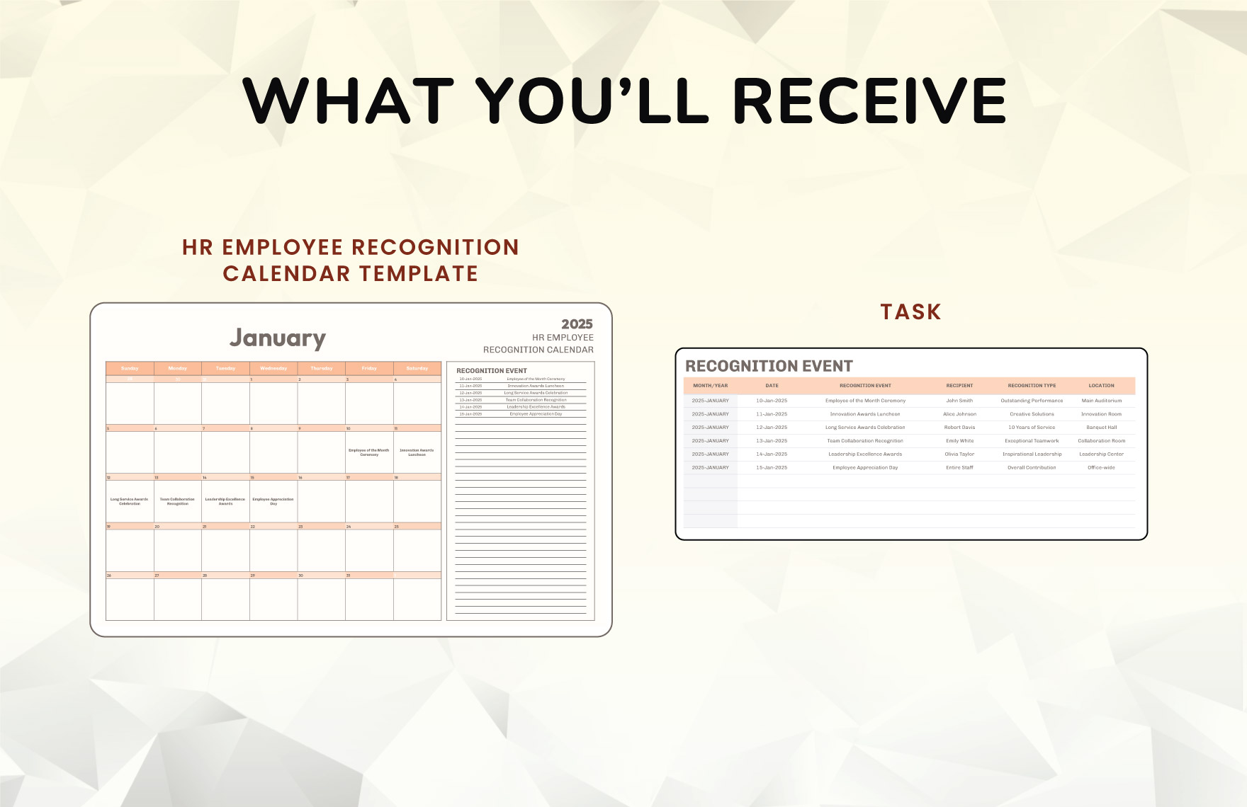 HR Employee Recognition Calendar Template