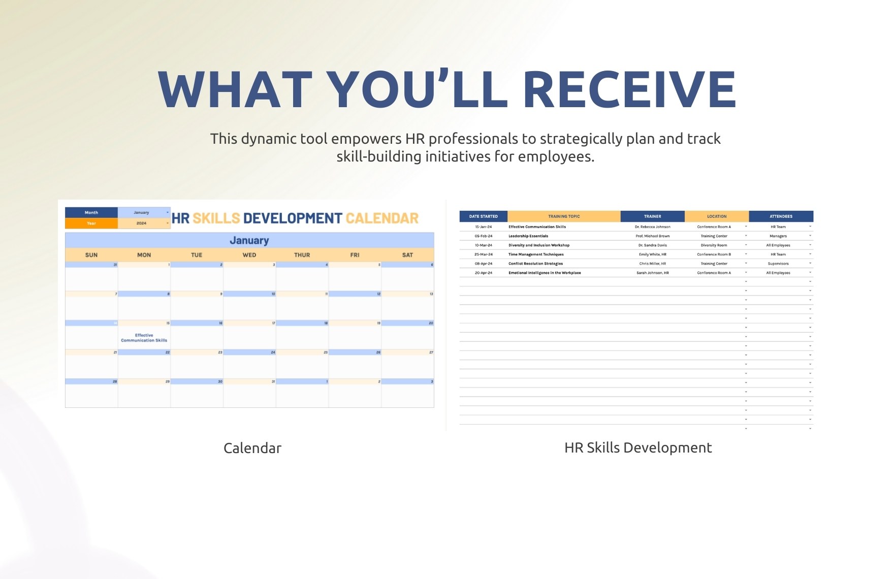 HR Skills Development Calendar Template