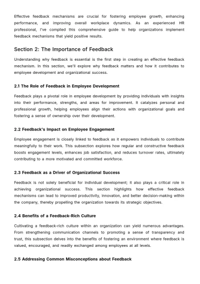 Free Guide to Effective Feedback Mechanisms HR Template to Edit Online