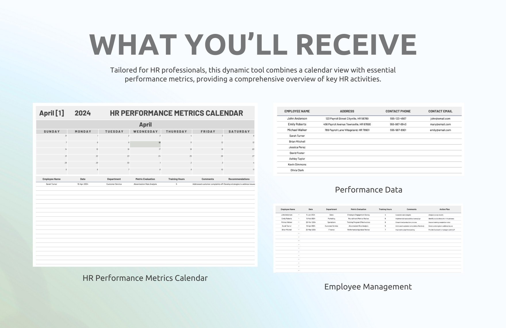 HR Performance Metrics Calendar Template