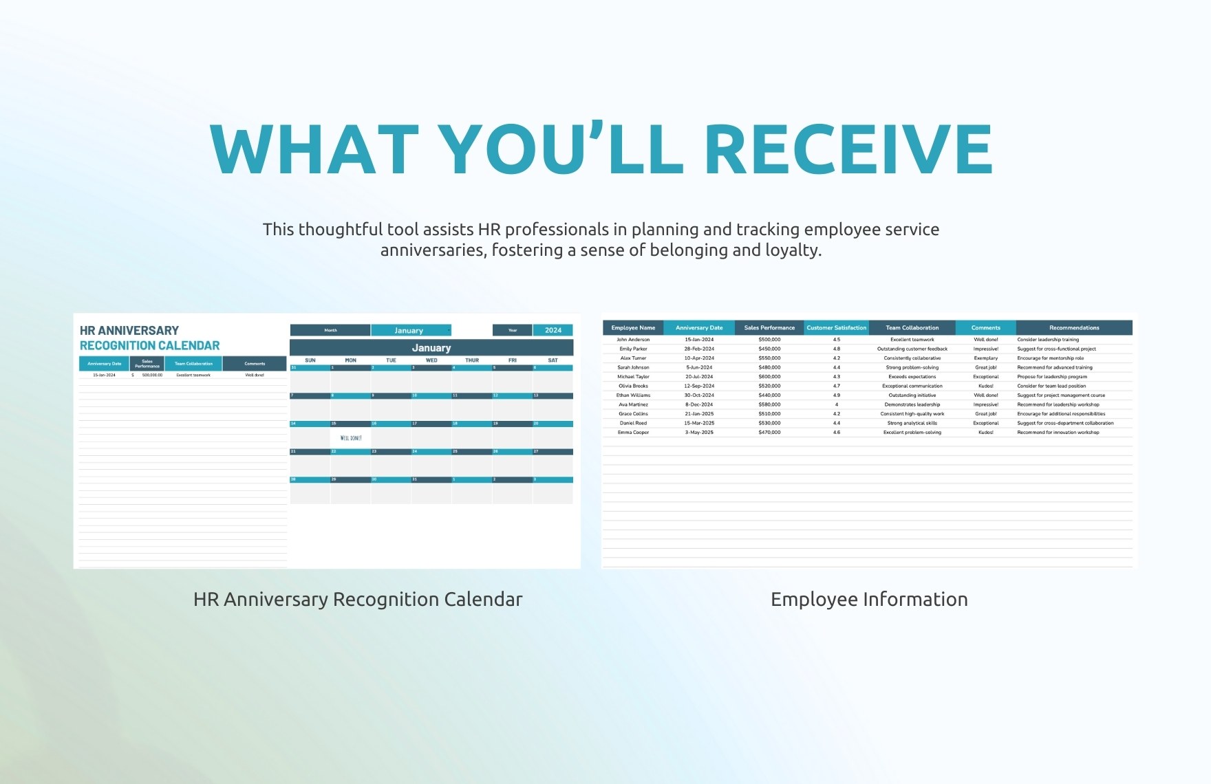 HR Anniversary Recognition Calendar Template