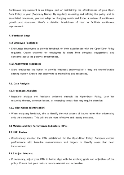 Free Open-door Policy Implementation and Monitoring Guide HR Template to Edit Online