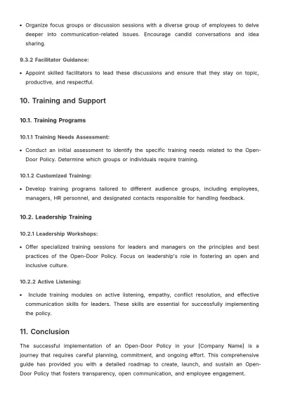 Free Open-door Policy Implementation and Monitoring Guide HR Template to Edit Online