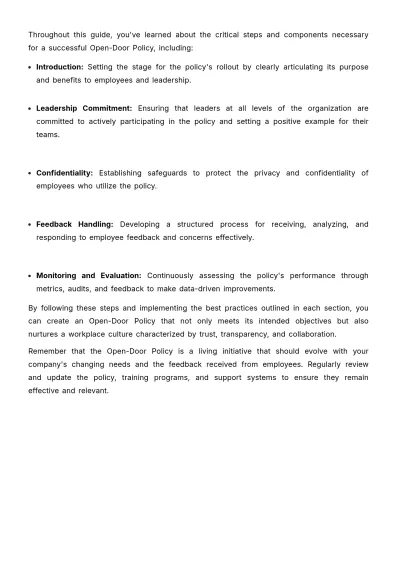 Free Open-door Policy Implementation and Monitoring Guide HR Template to Edit Online