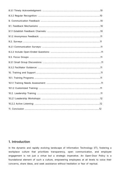 Free Open-door Policy Implementation and Monitoring Guide HR Template to Edit Online
