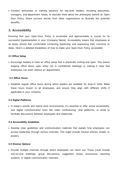 Free Open-door Policy Implementation and Monitoring Guide HR Template to Edit Online