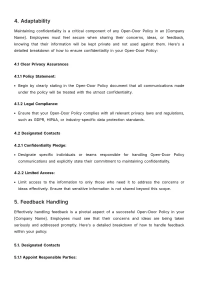 Free Open-door Policy Implementation and Monitoring Guide HR Template to Edit Online