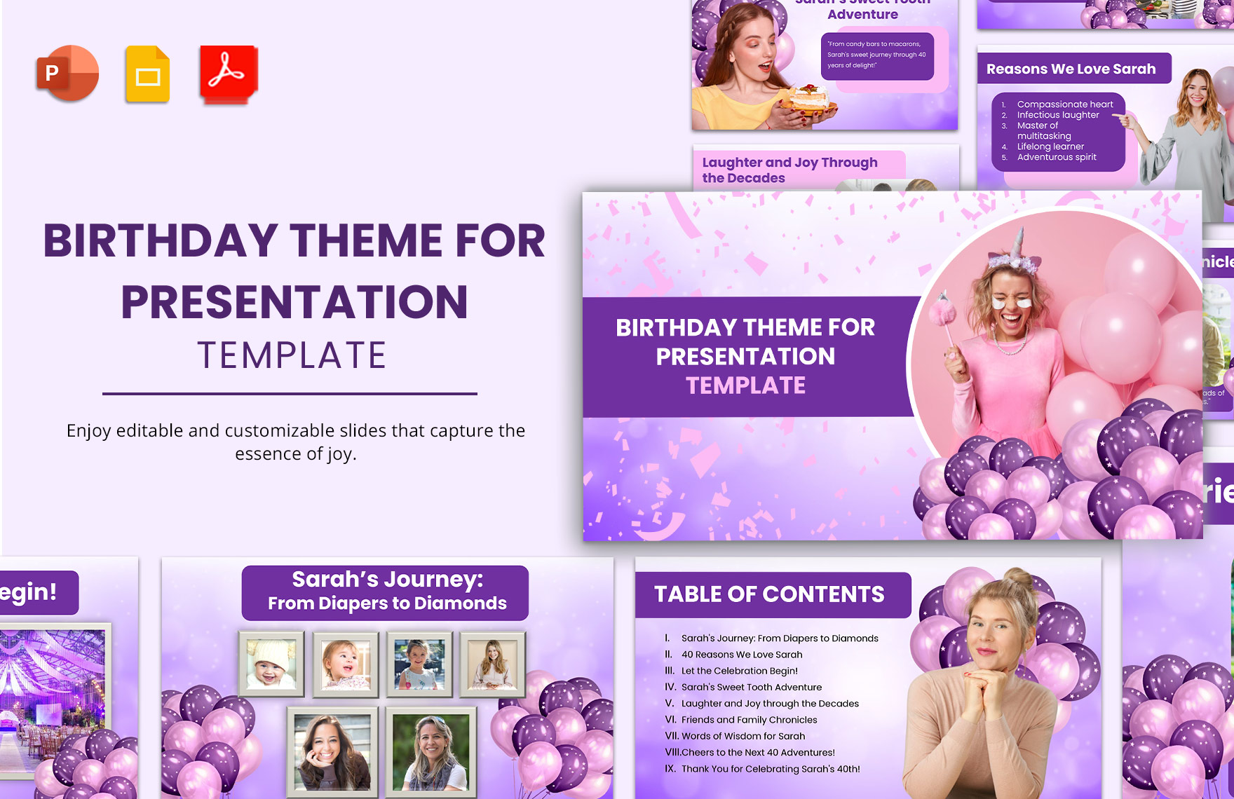 Free Birthday Theme for Presentation Template in PDF, PowerPoint, Google Slides