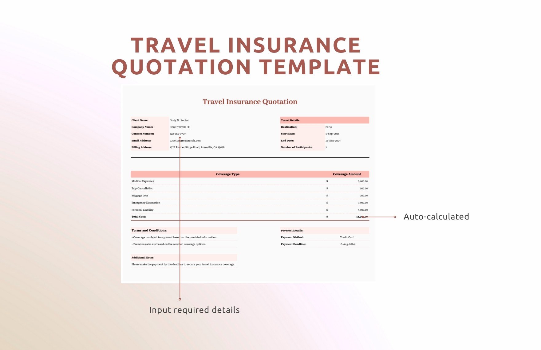 Travel Insurance Quotation Template