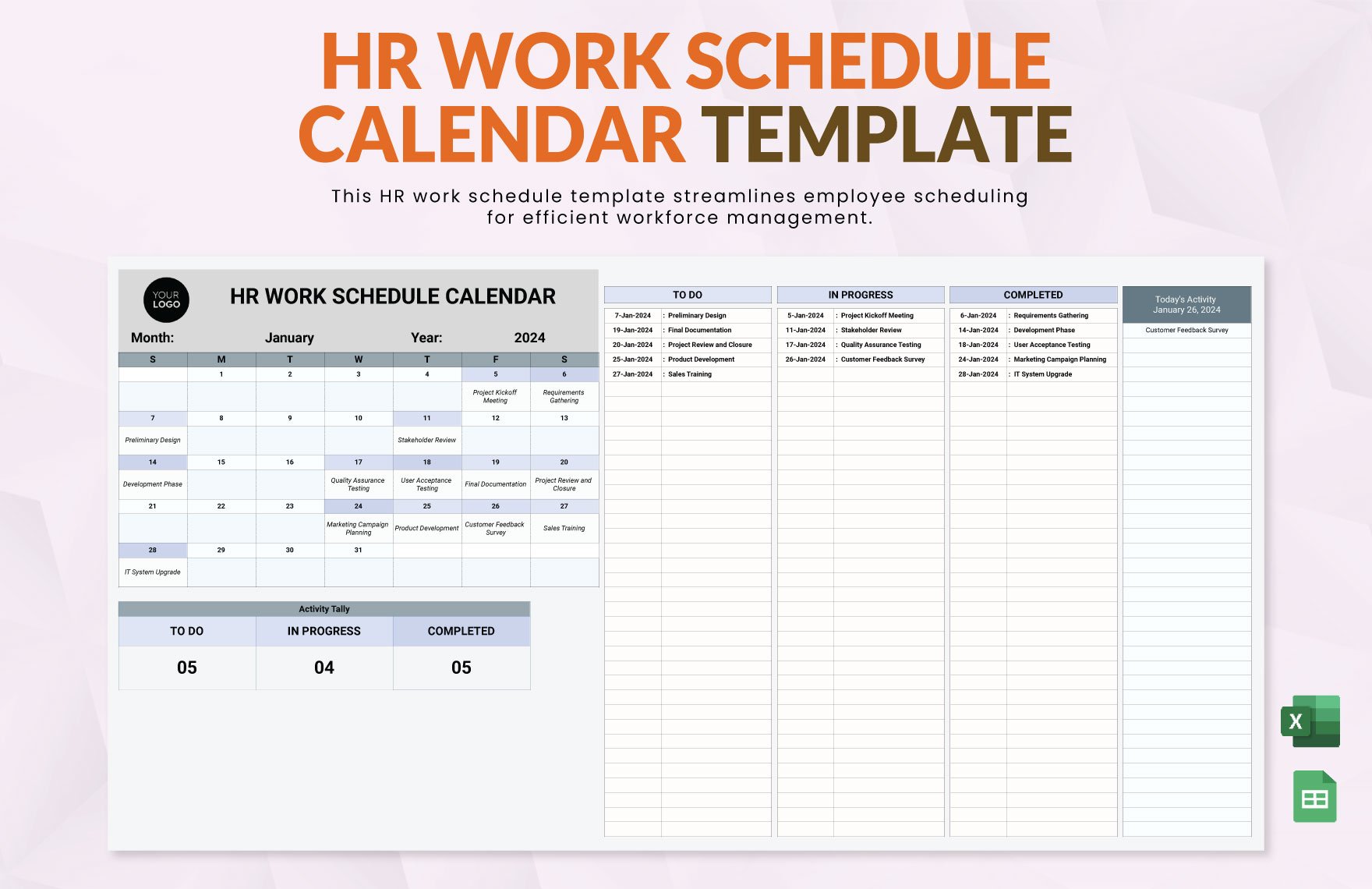 HR Work Schedule Calendar Template
