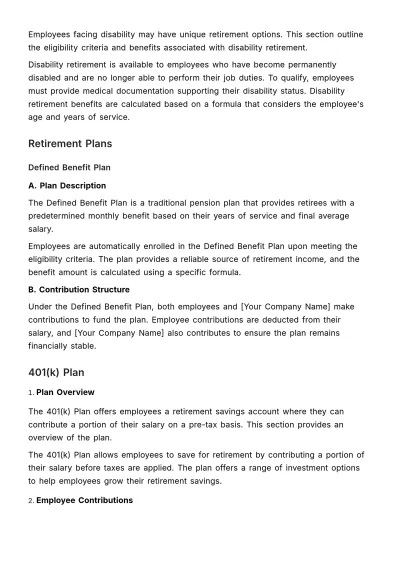 Free Retirement Benefits Outline HR Template to Edit Online