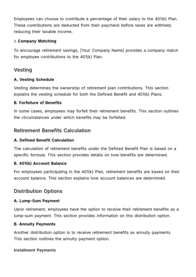 Free Retirement Benefits Outline HR Template to Edit Online