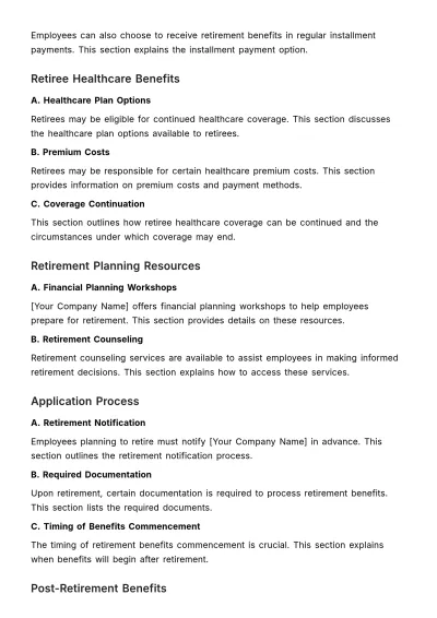Free Retirement Benefits Outline HR Template to Edit Online