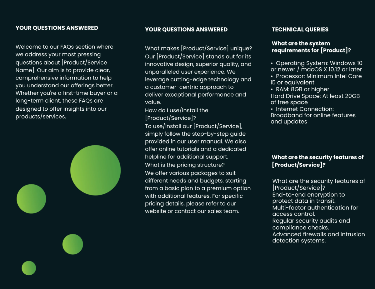 Free FAQs for Services or Products Brochure Template to Edit Online