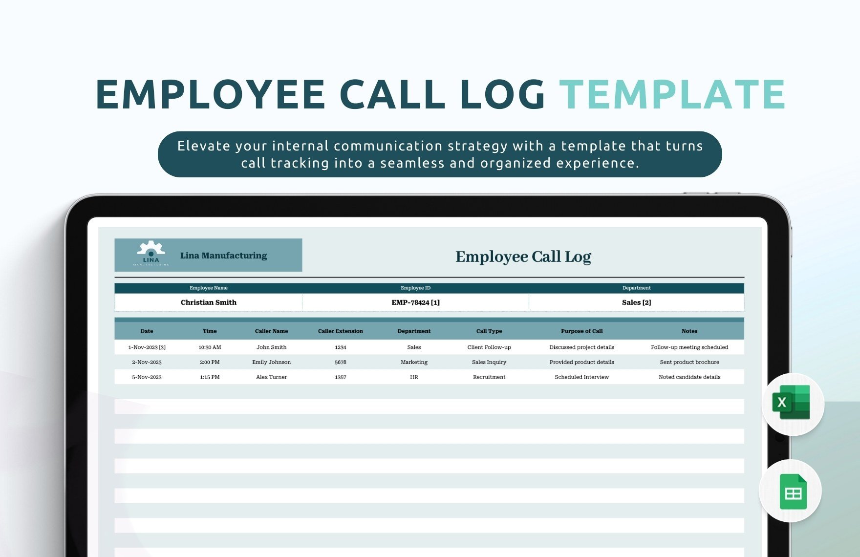 Employee Call Log Template