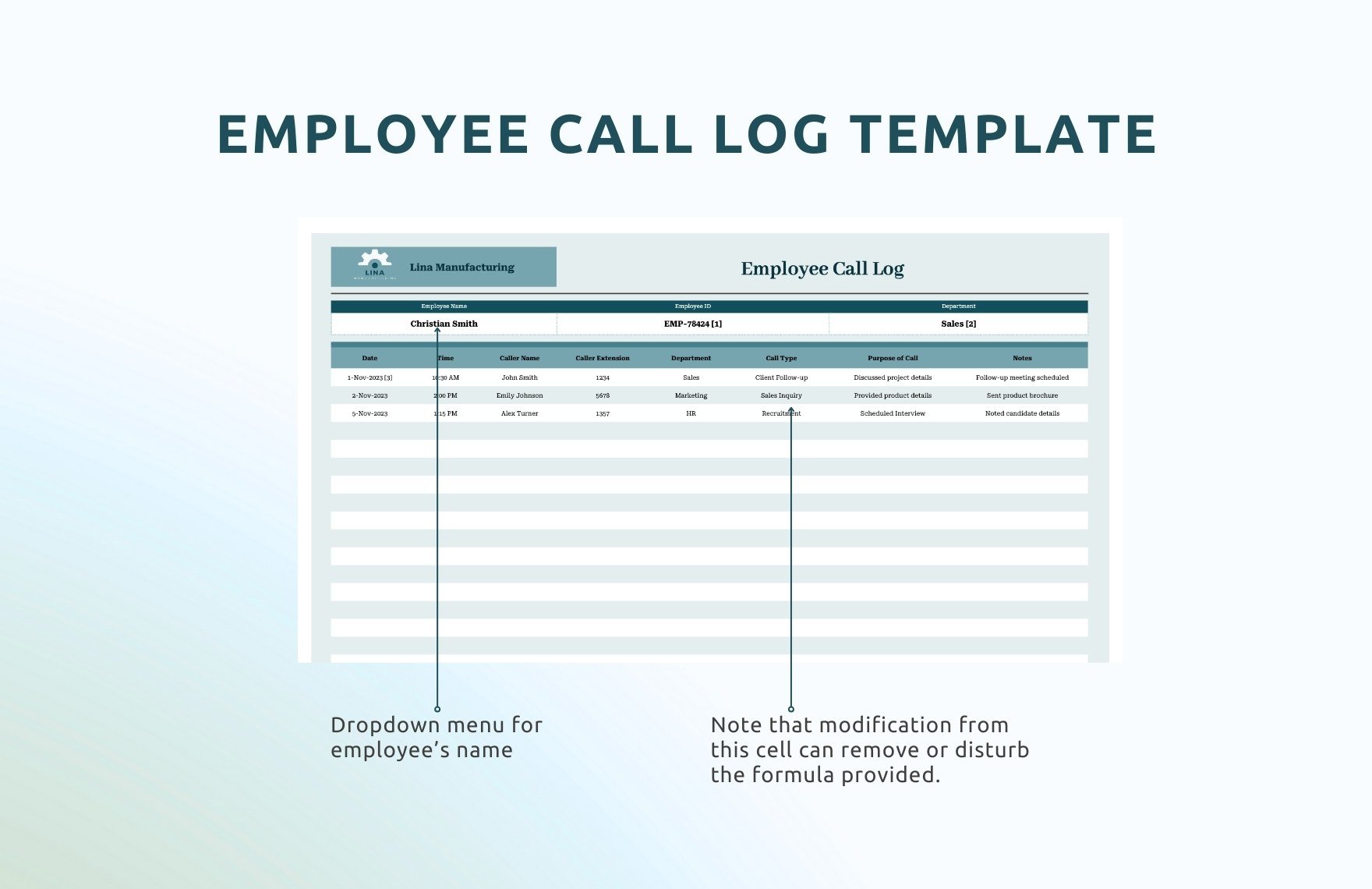 Employee Call Log Template