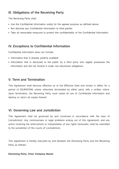 Free Payroll Accounting Confidentiality NDA Template to Edit Online