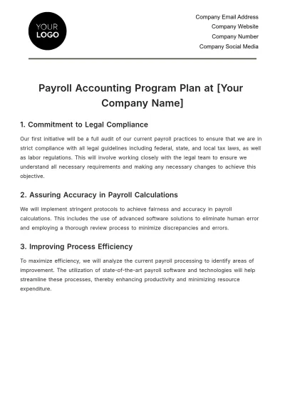 Free Payroll Accounting Program Plan Template to Edit Online