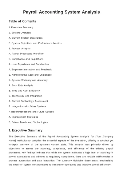 Free Payroll Accounting System Analysis Template to Edit Online