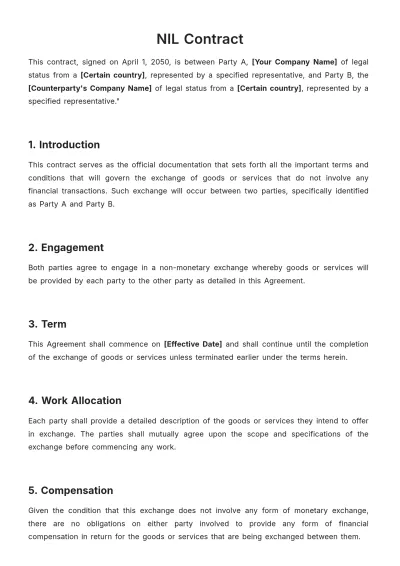 Free NIL Contract Template to Edit Online