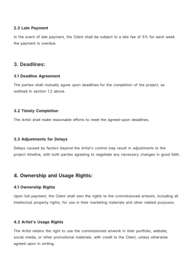Free Freelance Artist Contract Template to Edit Online