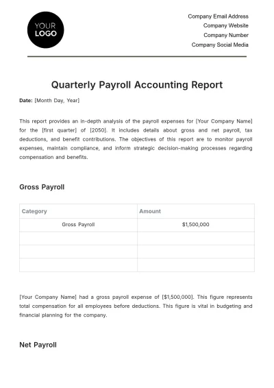 Free Quarterly Payroll Accounting Report Template to Edit Online