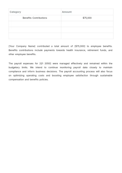 Free Quarterly Payroll Accounting Report Template to Edit Online