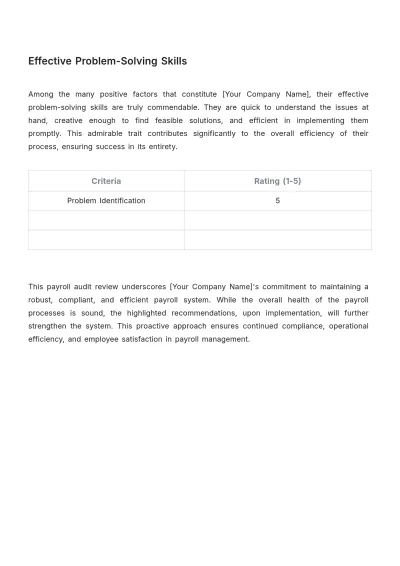Free Payroll Accounting Audit Review Template to Edit Online