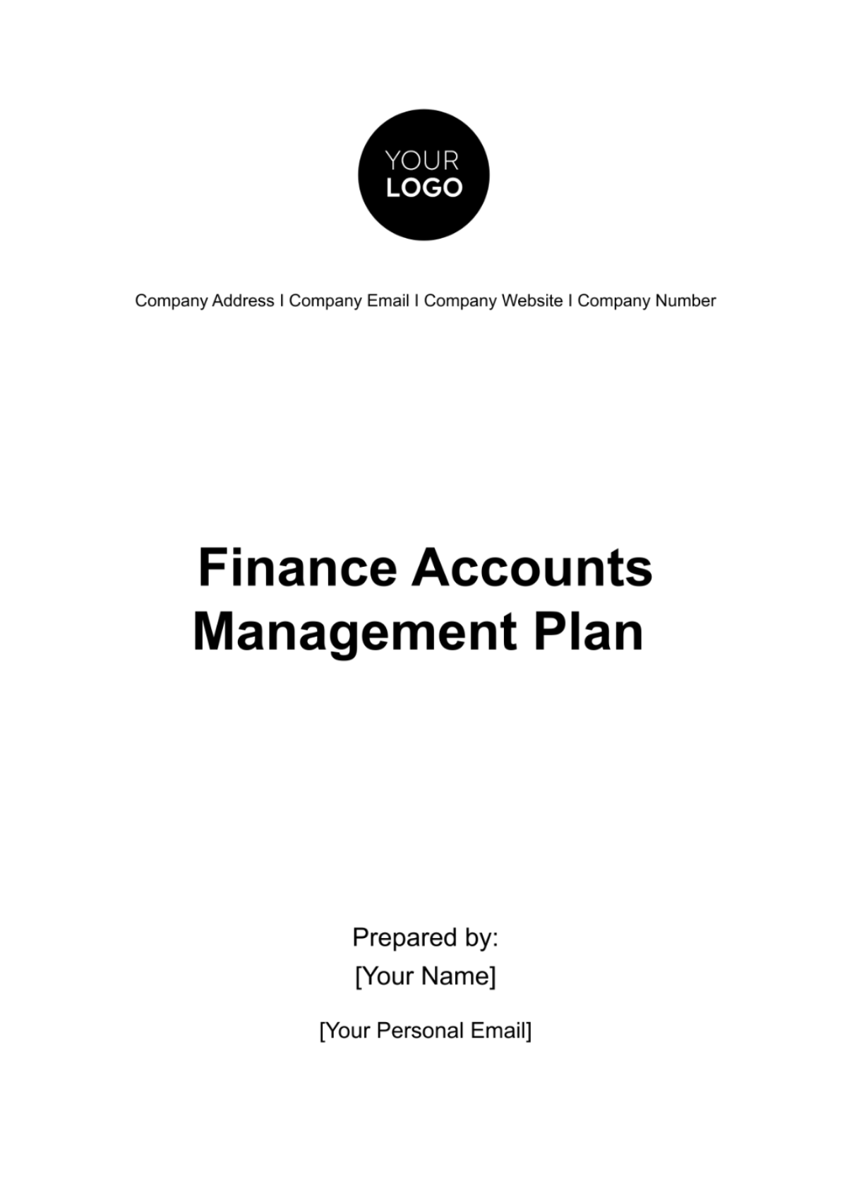 Finance Accounts Management Plan Template