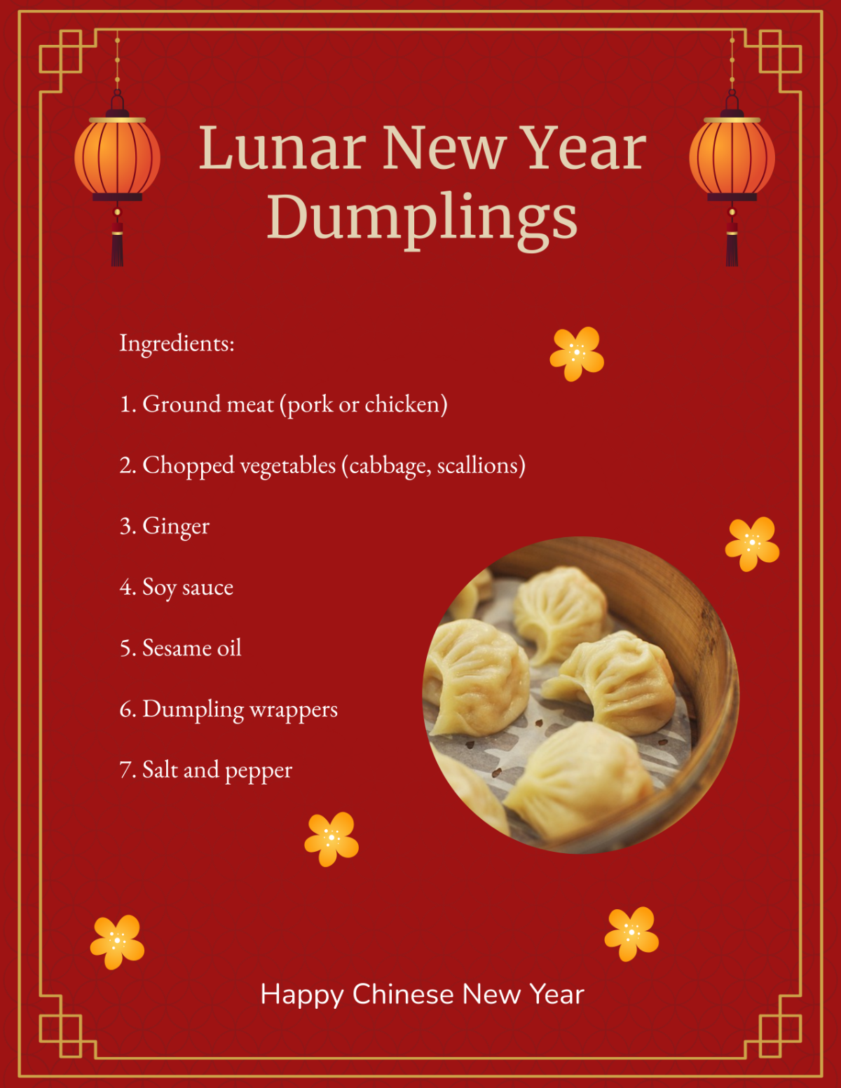 Chinese New Year Festival Food Recipes Template