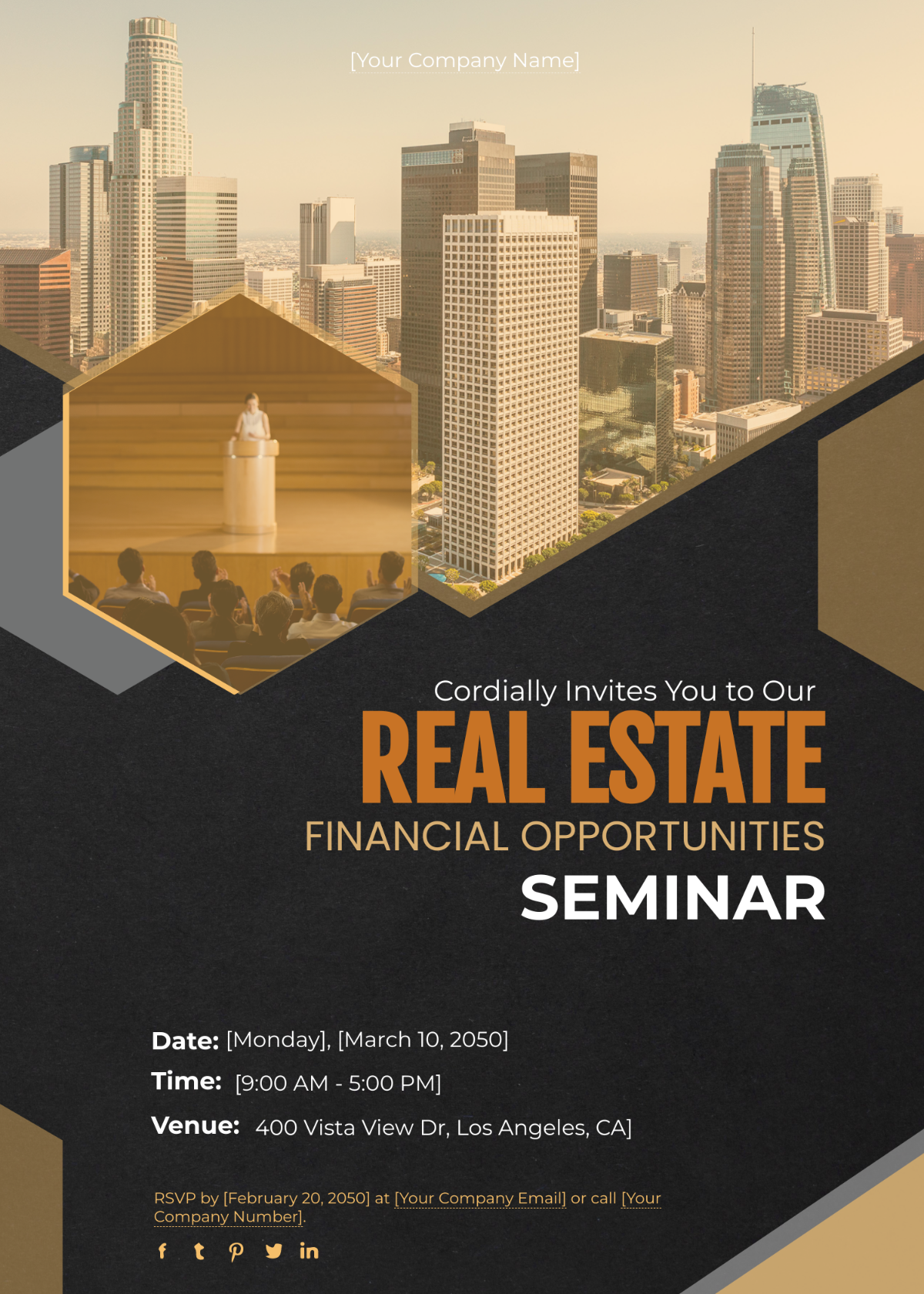 Real Estate Financial Opportunities Seminar Invitation Card Template