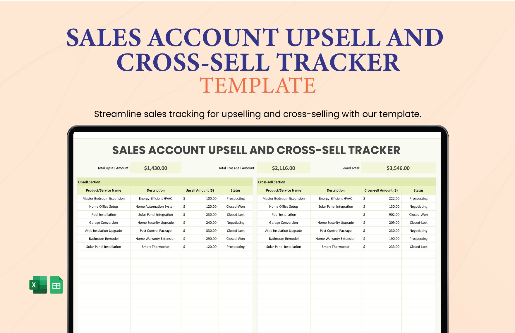 Sales Account Upsell and Cross-sell Tracker Template
