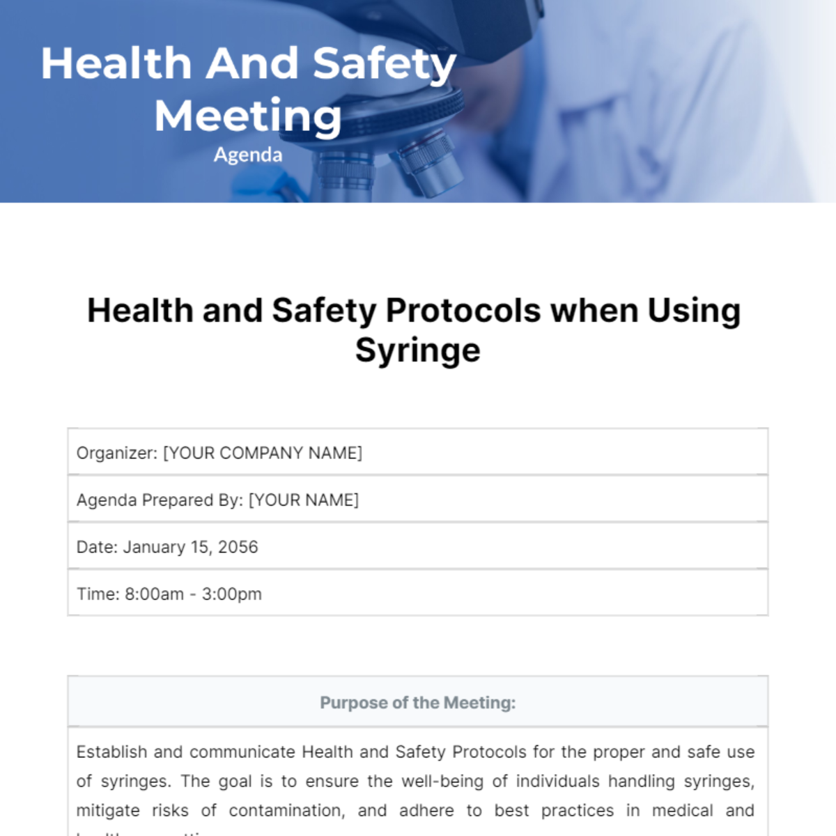 Free Health And Safety Meeting Agenda Template