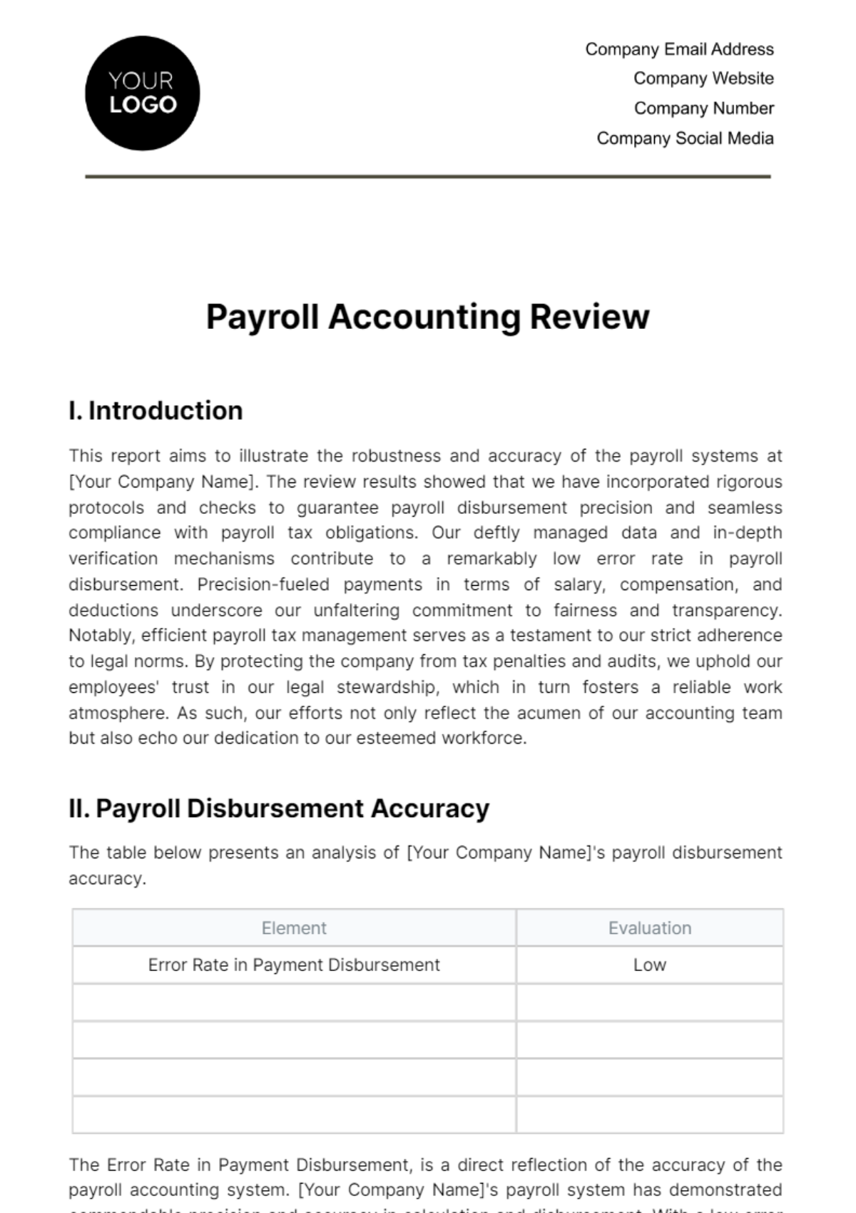 Free Payroll Accounting Review Template