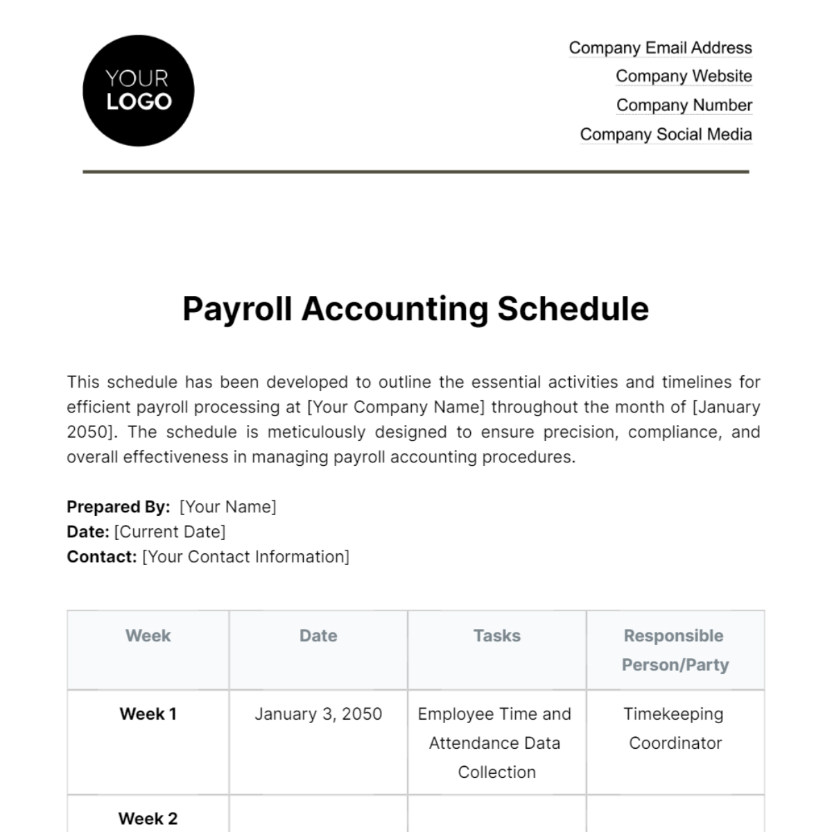 Payroll Accounting Schedule Template Edit Online & Download Example