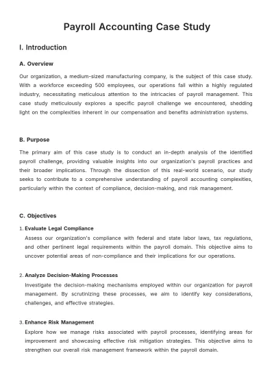 Free Payroll Accounting Case Study Template to Edit Online