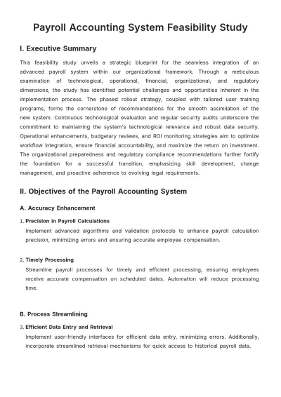 Free Payroll Accounting System Feasibility Study Template to Edit Online