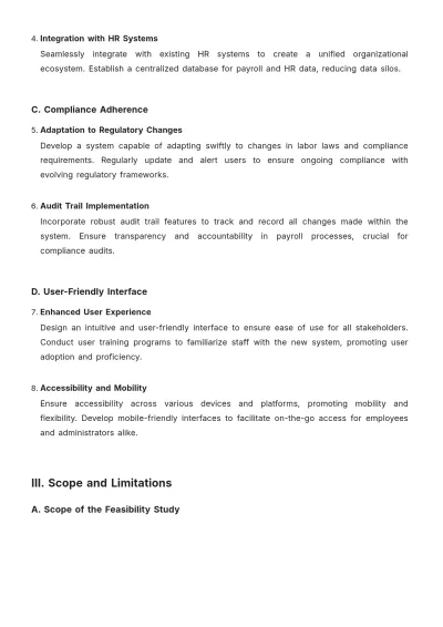 Free Payroll Accounting System Feasibility Study Template to Edit Online