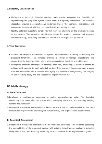 Free Payroll Accounting System Feasibility Study Template to Edit Online