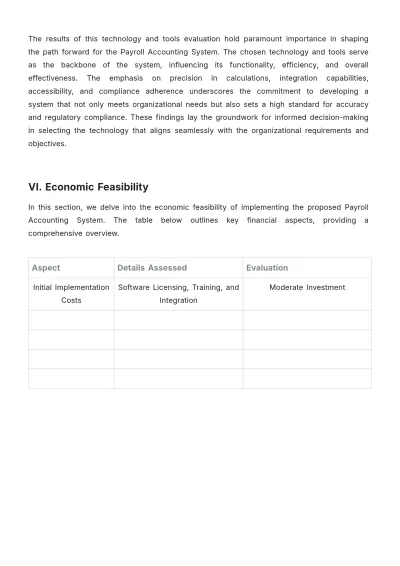 Free Payroll Accounting System Feasibility Study Template to Edit Online