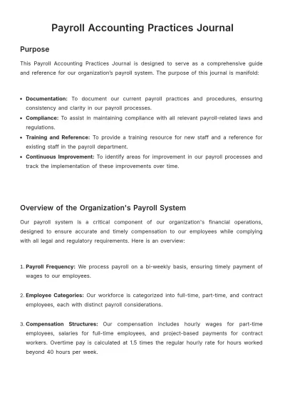 Free Payroll Accounting Practices Journal Template to Edit Online