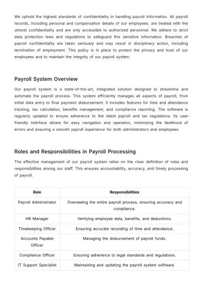 Free Payroll Accounting Administration Manual Template to Edit Online