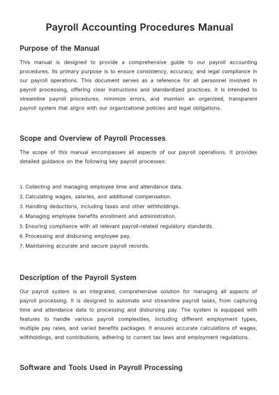 Free Payroll Accounting Procedures Manual Template to Edit Online