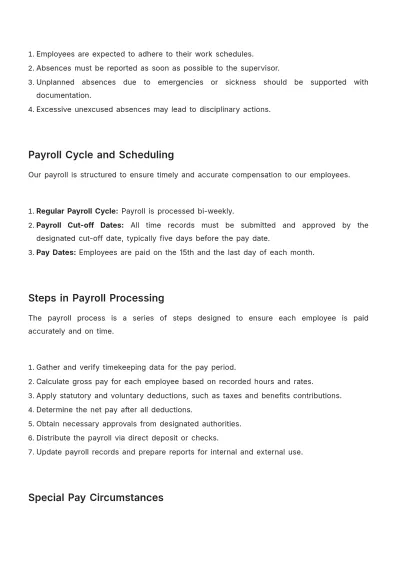 Free Payroll Accounting Policies & Procedures Manual Template to Edit Online
