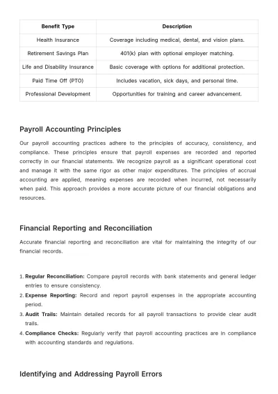 Free Payroll Accounting Policies & Procedures Manual Template to Edit Online